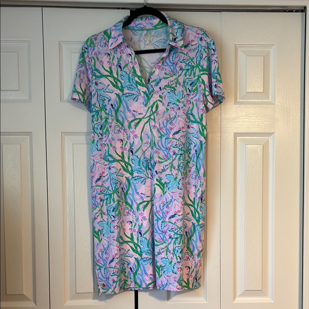 Lilly Pulitzer Dune UPF 50+ Floral Jersey Shirtdress- M